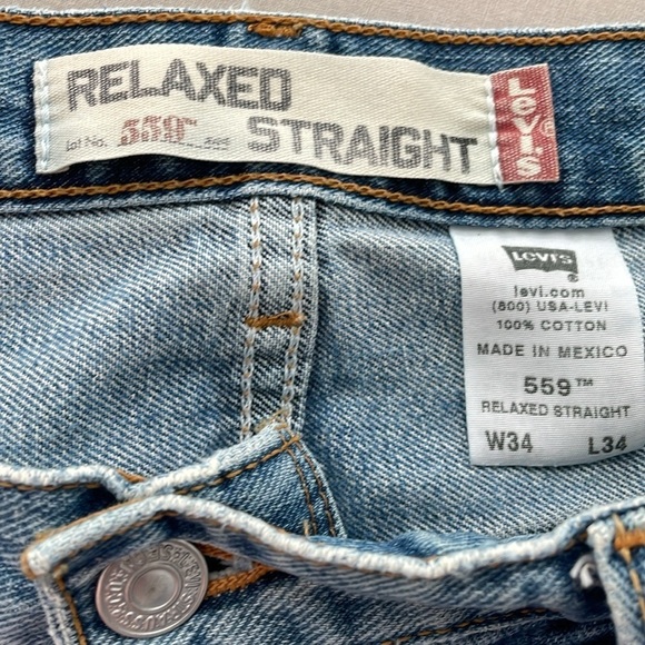 Levi’s 559 34x33 Men’s Relaxed Straight Light Wash Jeans - Picture 6 of 7